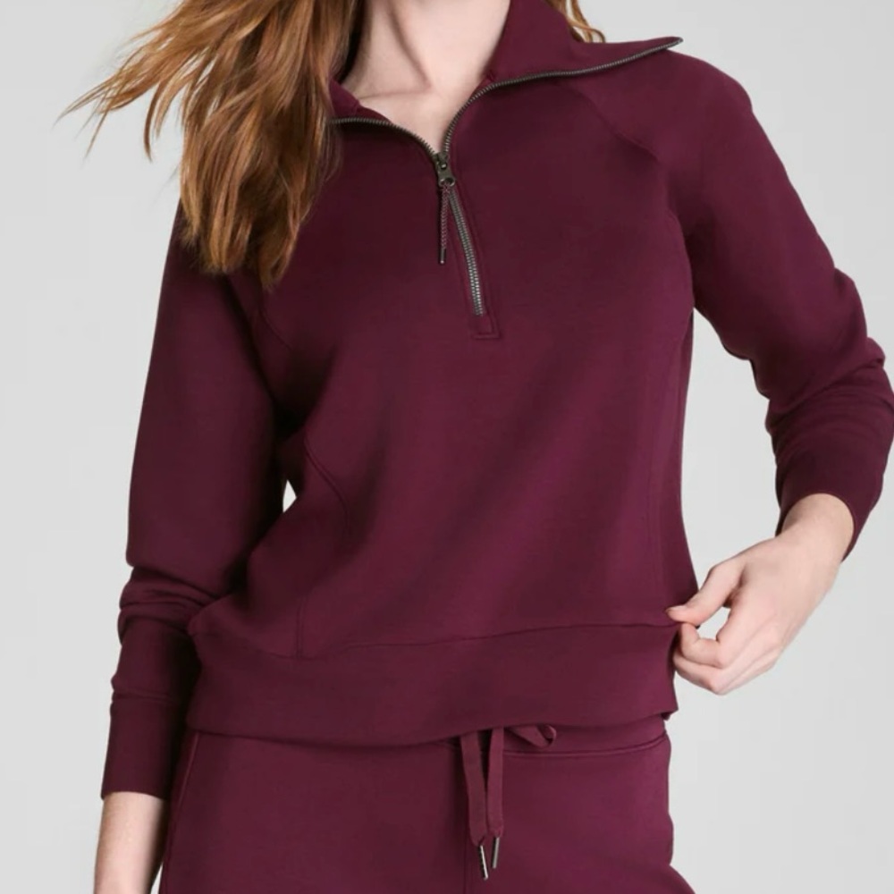 SPANX AirEssentials Half Zip Maroon